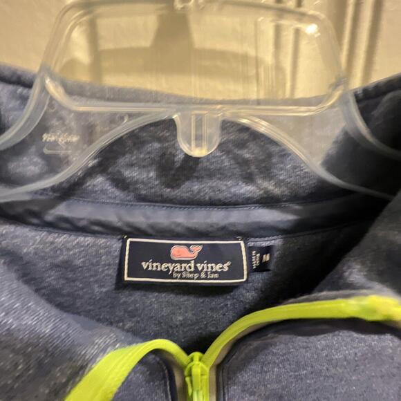 Vineyard Vines Men’s Blue / Green Trim Cotton 1/4 Zip Pullover Sweater Medium - Picture 3 of 5